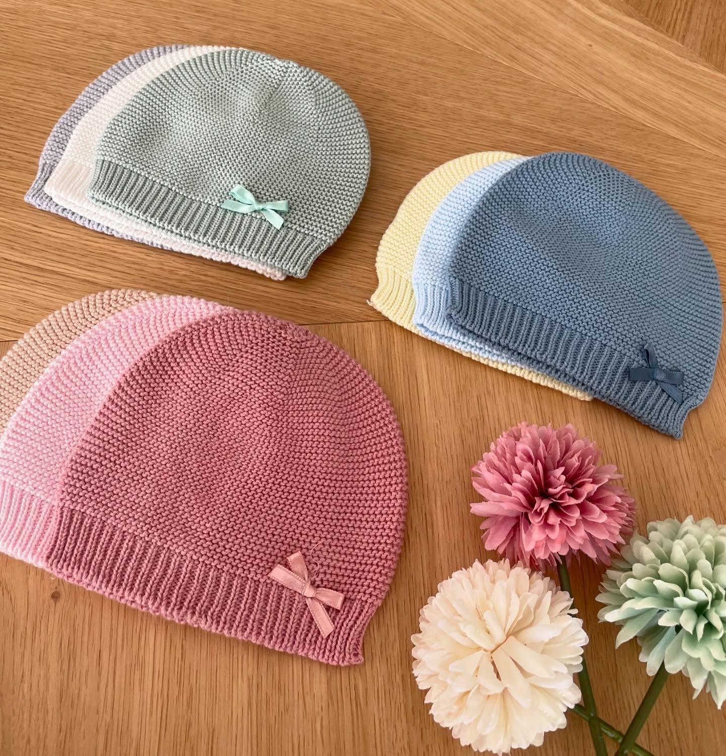 Gorro de Malha para Bebé com Laço